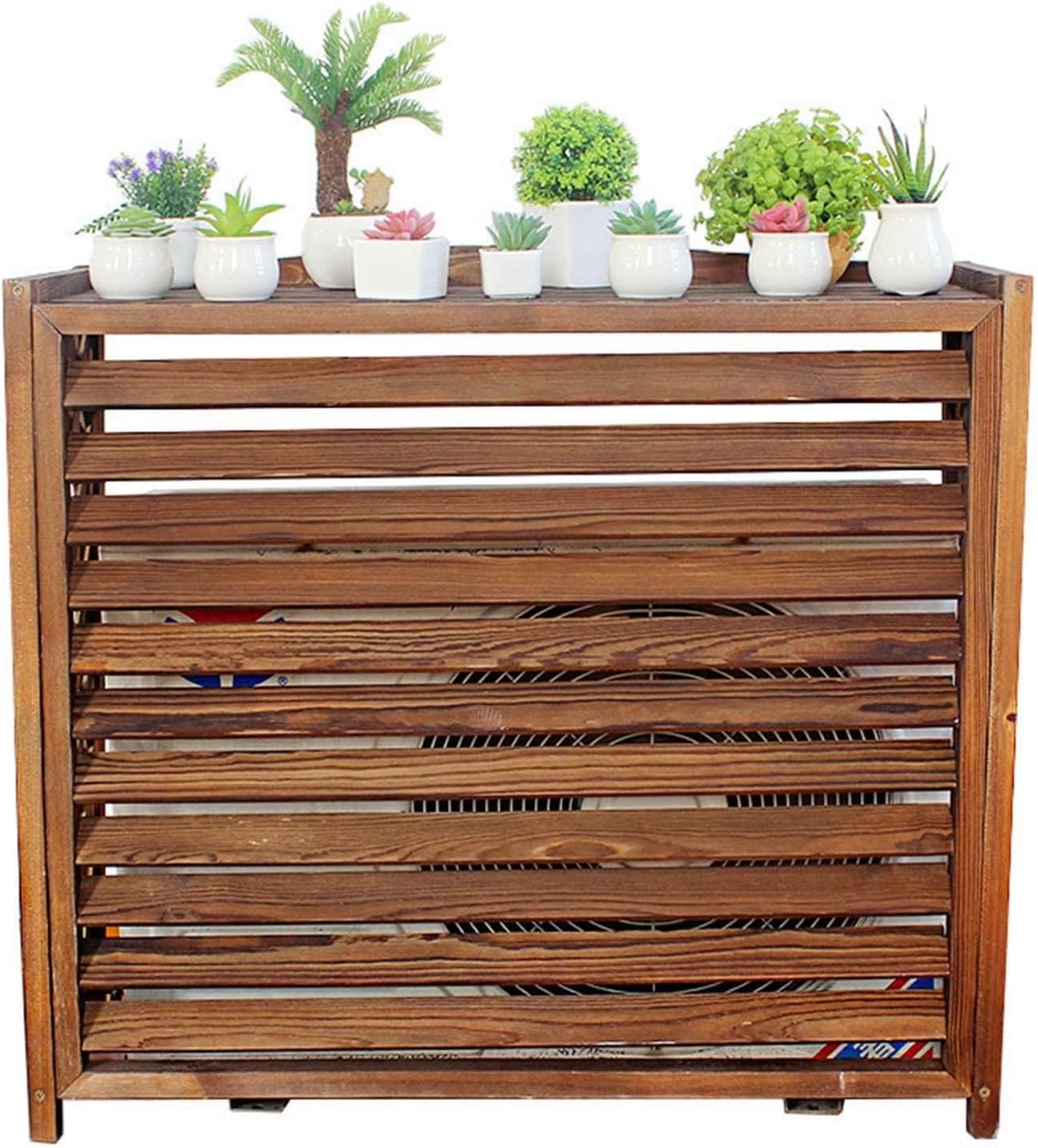 GENERIC Housse De Protection En Bois Massif Pour Climatiseur - Grille De Protection Pour Climatiseurs Et Pompes à Chaleur - Écran Décoratif D'extérieur