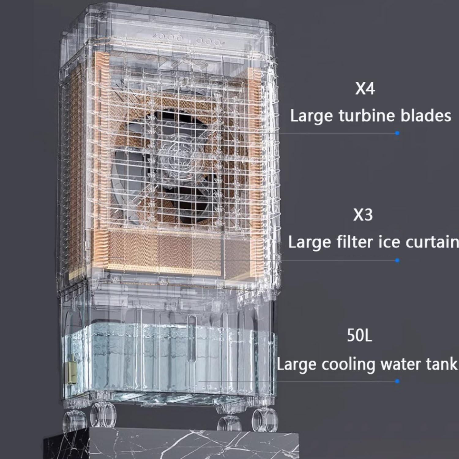  Climatiseurs Portables 3 Modes Unité De Climatisation Portable Avec Oscillation à 120° Réservoir D'eau Extra Large De 50 L Minuterie De 12 Heures Refroidisseur D'air Unité De Climatisation D