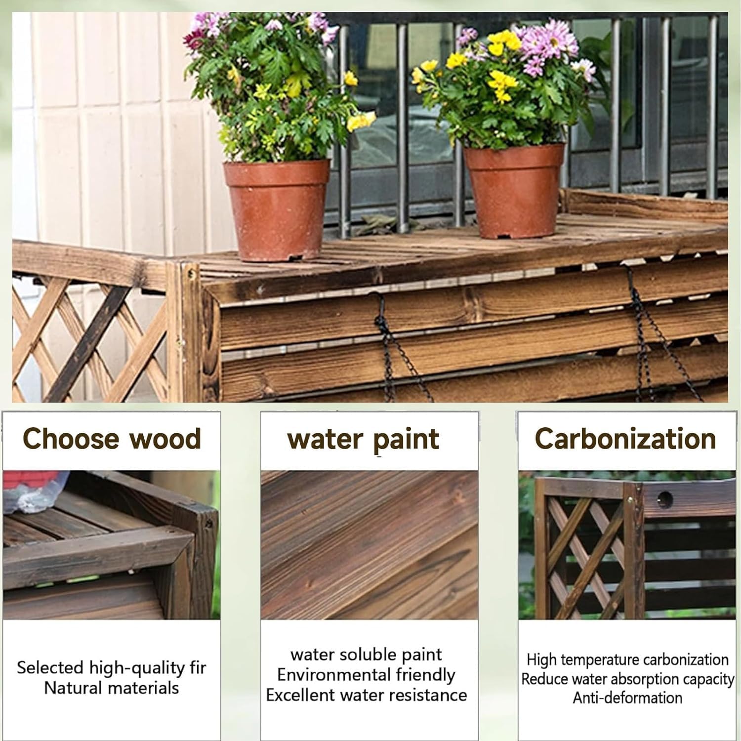  Support De Climatiseur Extérieur – Support Mural En Bois 81 X 30 X 72 Cm Et Résistant Aux Intempéries, Idéal Pour La Maison Et Le Jardin, Maximise La Circulation De L'air Et La Stabilité