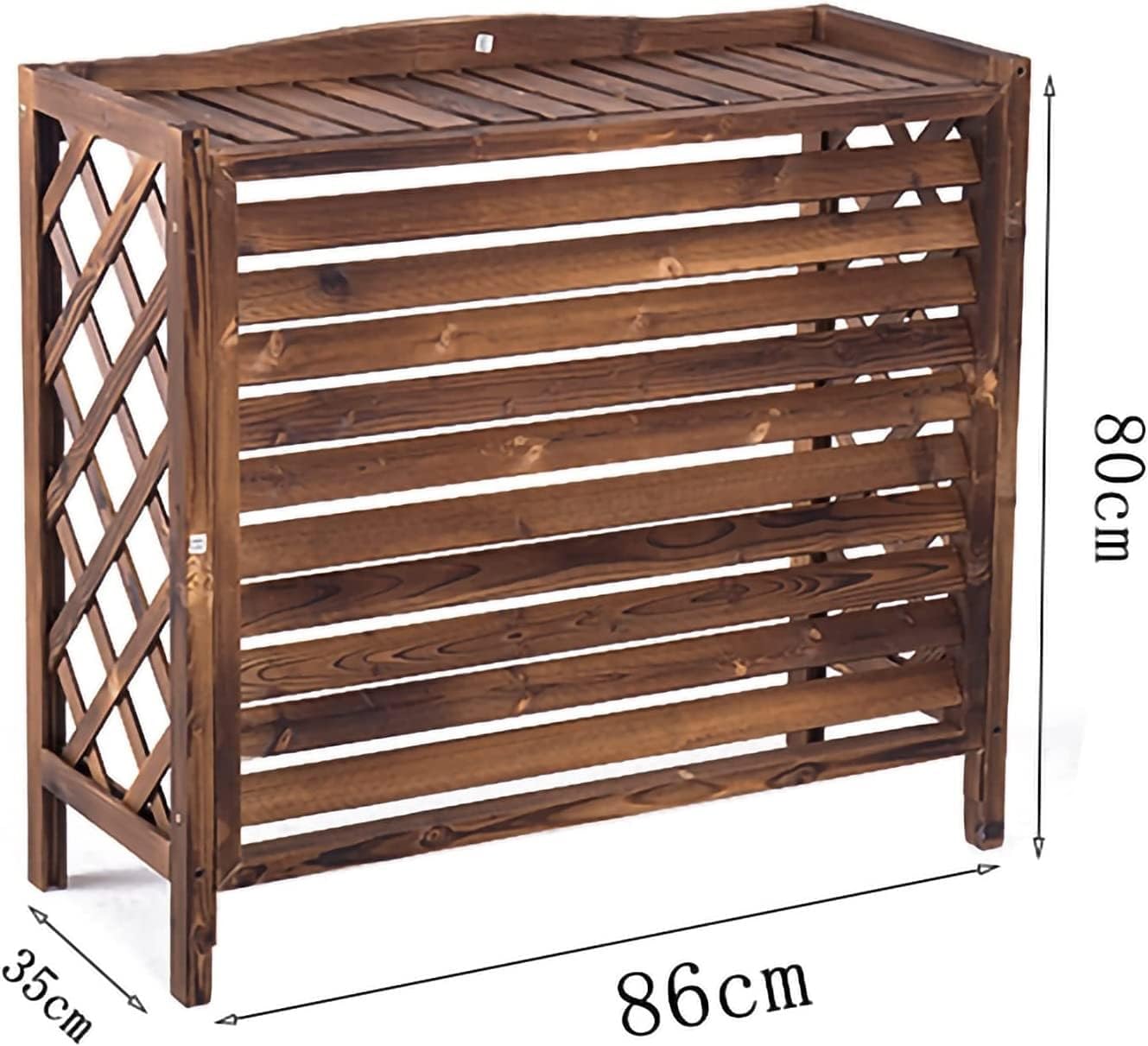  Climatiseur Extérieur Écran De Clôture Support De Fleur De Couverture De Climatiseur En Bois, Clôtures D'écran De Confidentialité De Climatisation Cachées Robustes Avec Conception À Persiennes, For Un