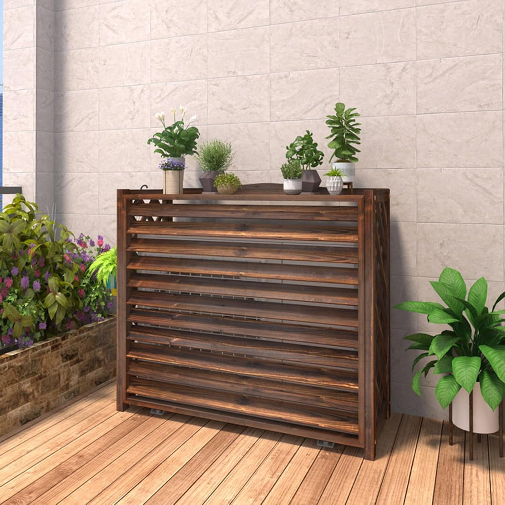 GENERIC Panneaux De Clôture En Bois Pour L'extérieur - Cache-climatiseur Rustique Et Support Pour Plantes - Paravent Polyvalent Pour La Décoration Intérieure/extérieure (110x50x145cm)
