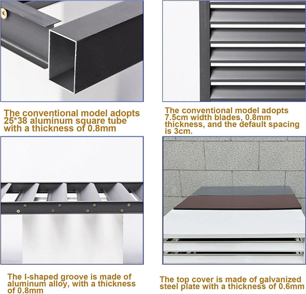 GENERIC Mini Housse De Climatiseur Fendue En Aluminium Pour Unités Extérieures, Protecteur De Pompe à Chaleur Résistant Aux Intempéries, Design élégant Marron Plat, Idéal Pour Une Utilisation En Intérieur
