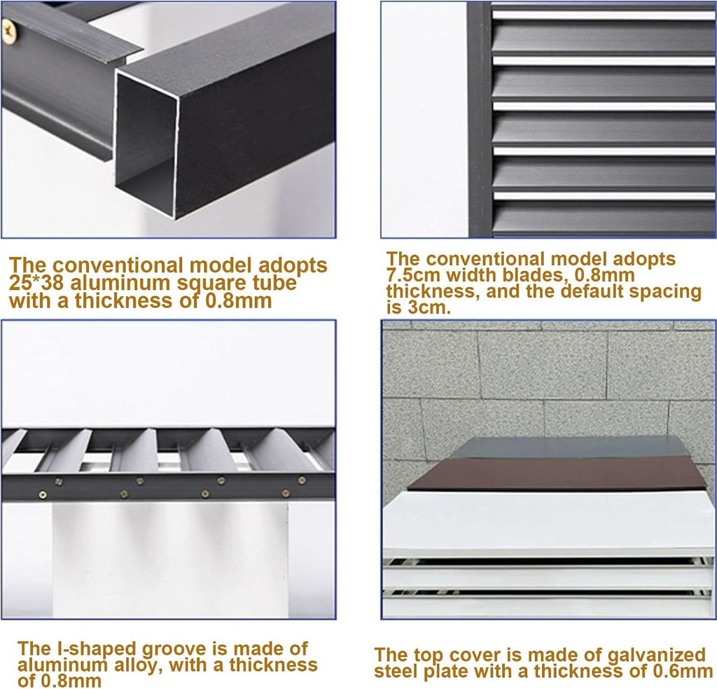 GENERIC Mini Housse De Protection En Aluminium Pour Climatiseur Extérieur - Clôture De Protection Pour Climatiseurs - Matériau Résistant Aux Intempéries - Utilisation En Intérieur/extérieur - Finition Plate