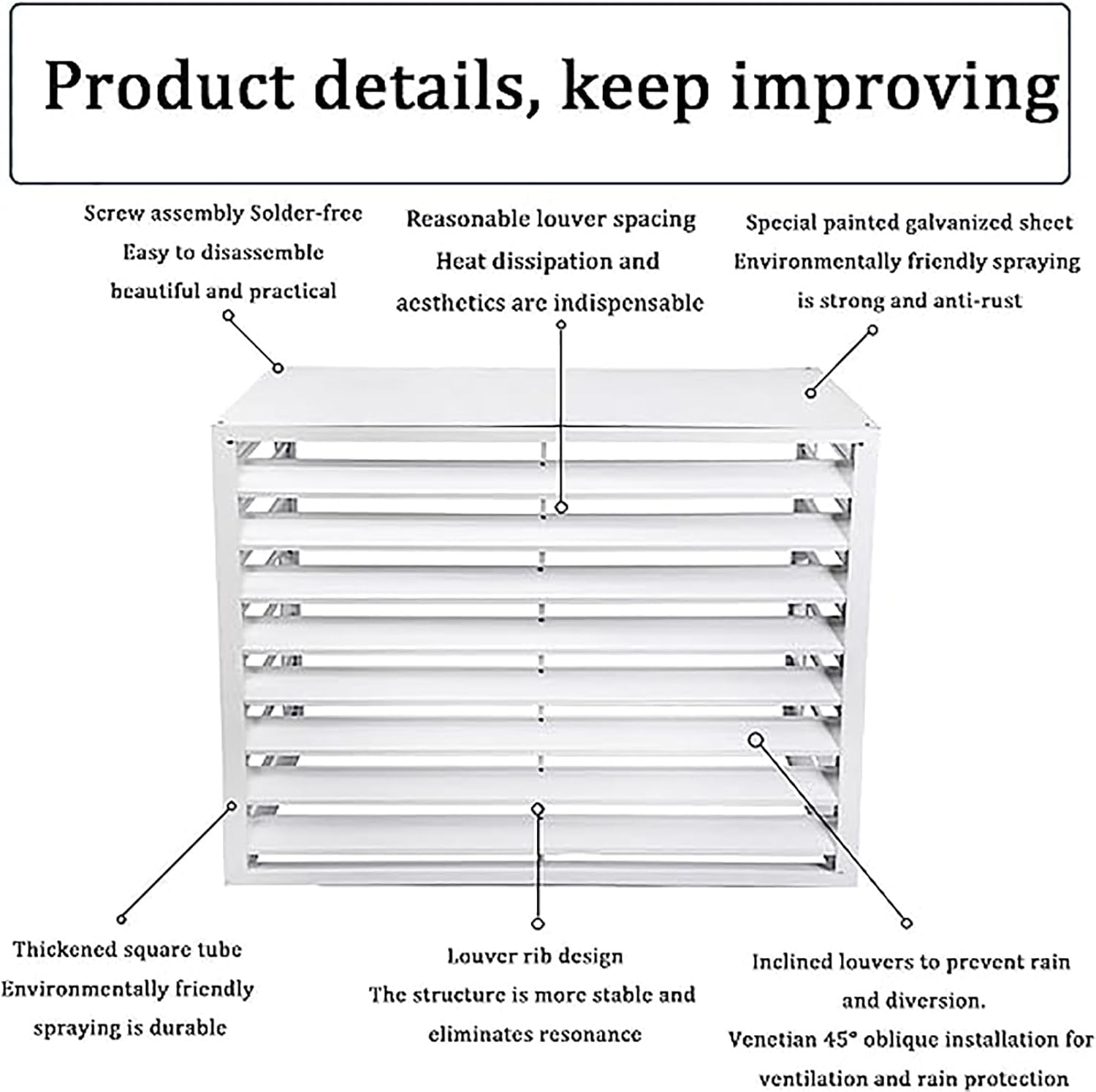  Housse De Protection Pour Climatiseur En Alliage D'aluminium - Protection Décorative Pour Climatiseurs Extérieurs, Condenseurs Et Pompes à Chaleur. Grille De Protection R