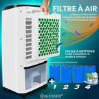  KESSER® Climatiseur Mobile 4 En 1 Avec Télécommande Et Minuterie, Réservoir D'eau De 10 L, Ioniseur Et Humidificateur, Ventilateur Sans Tuyau D'évacuation, 3 Niveaux Avec Blocs Réfrigérants