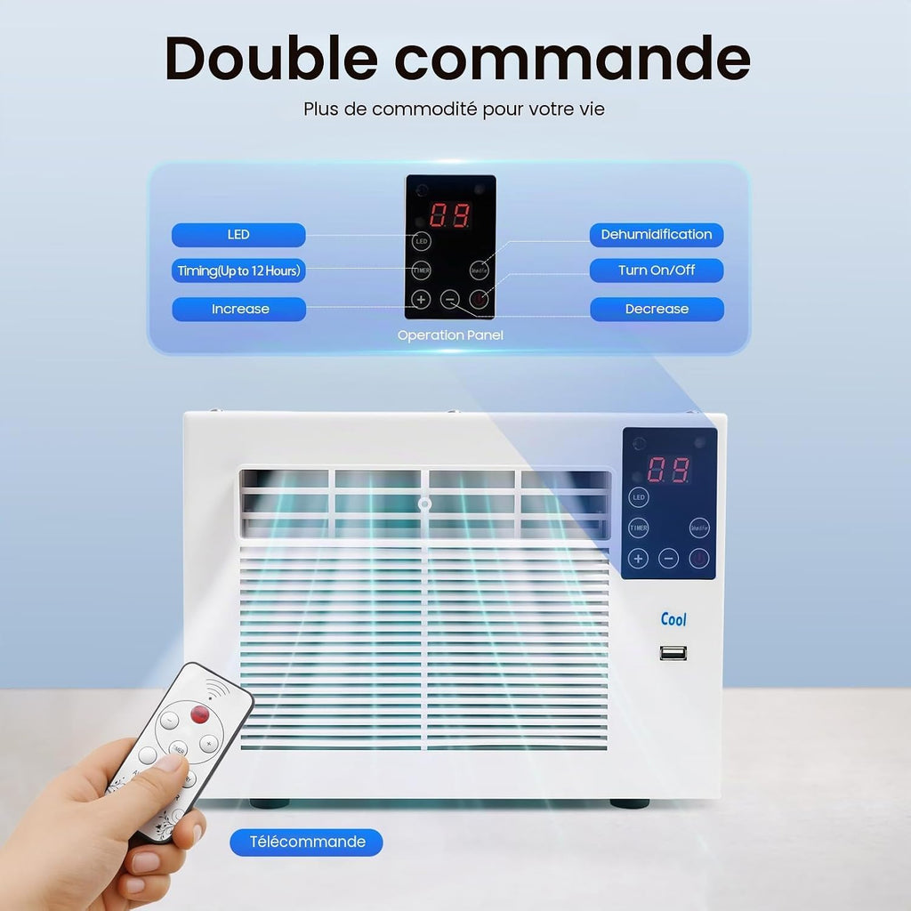  Mini Climatiseur Portable, Petit Climatiseur Semi-conducteur, Climatiseur Mobile Avec Fonction Minuterie, Espace Applicable De 5 à 8 M³
