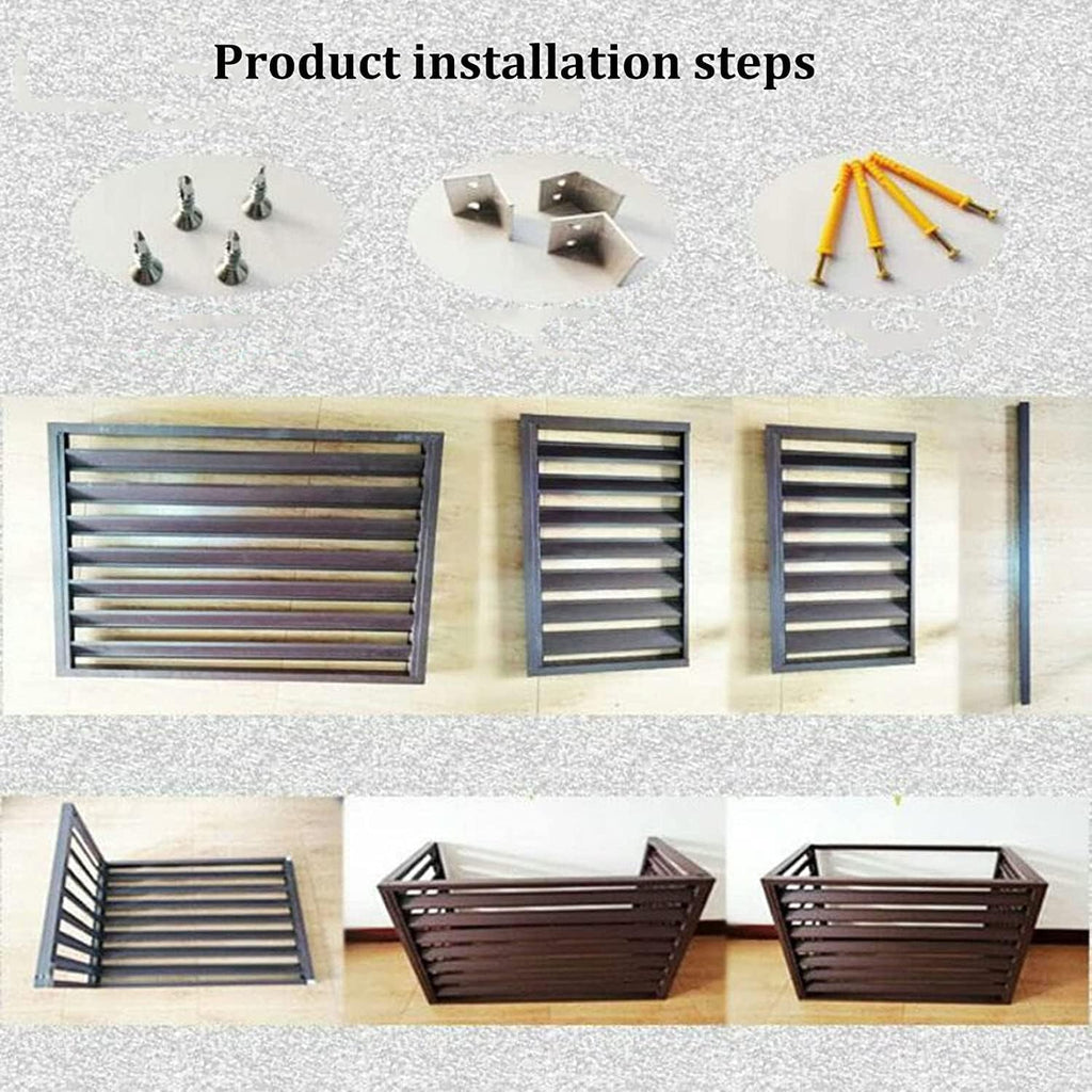  Couvercle De Climatiseur En Aluminium For Unités Extérieures, Écran De Clôture De Confidentialité Extérieure, Séparateur D'espace De Boîtier De Poubelle De Pompe De Piscine En Alliage D'aluminium Rési