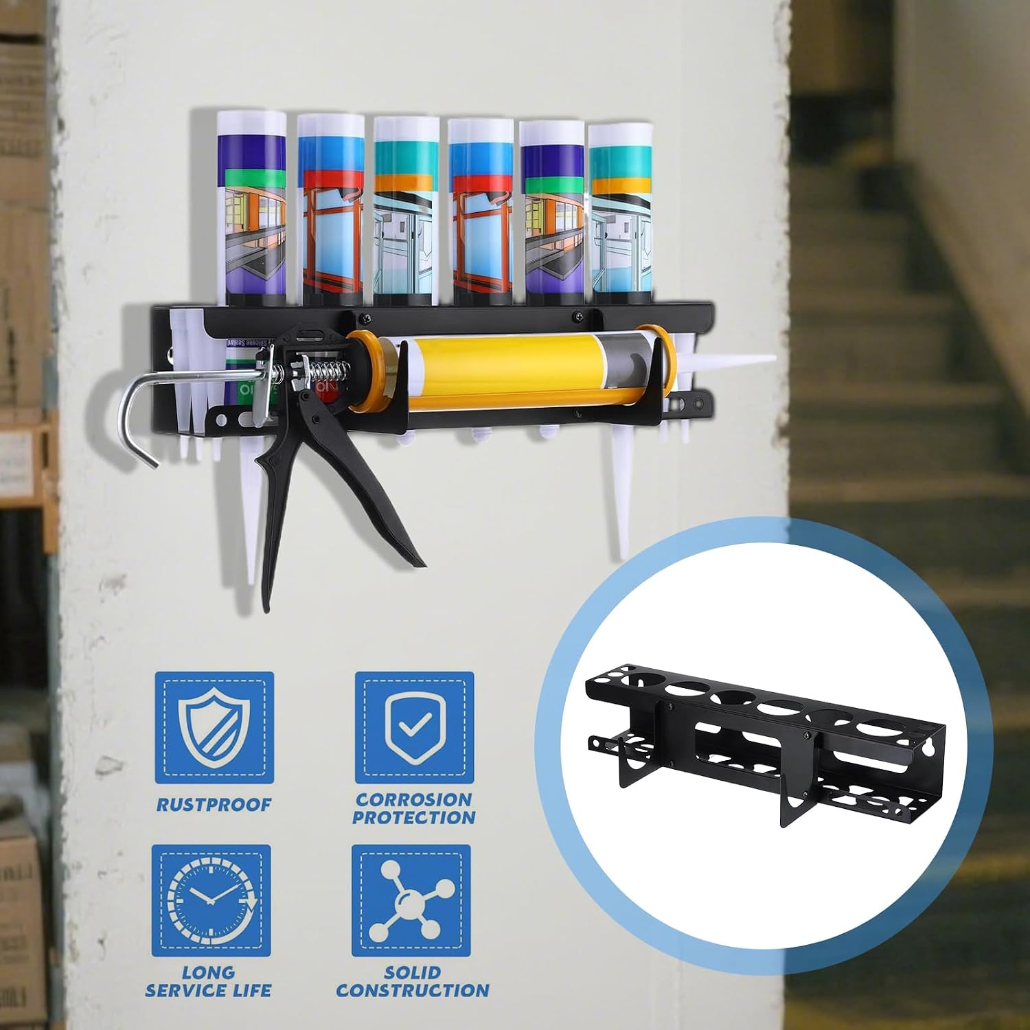  Support Pour Distributeur De Mastic D'Atelier - Organisateur Mural Pour Tubes De Mastic D'Atelier - Rangement Pour Outils De Professionnels En Rénovation Et Maintenance