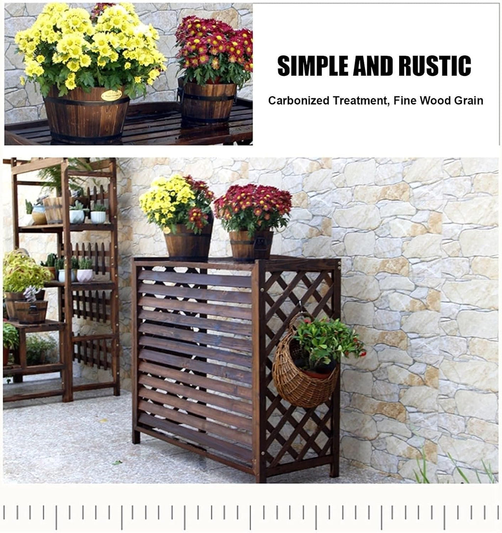 GENERIC Housse De Protection En Bois Massif Pour Climatiseur - Grille De Protection Pour Climatiseurs Et Pompes à Chaleur - Écran Décoratif D'extérieur