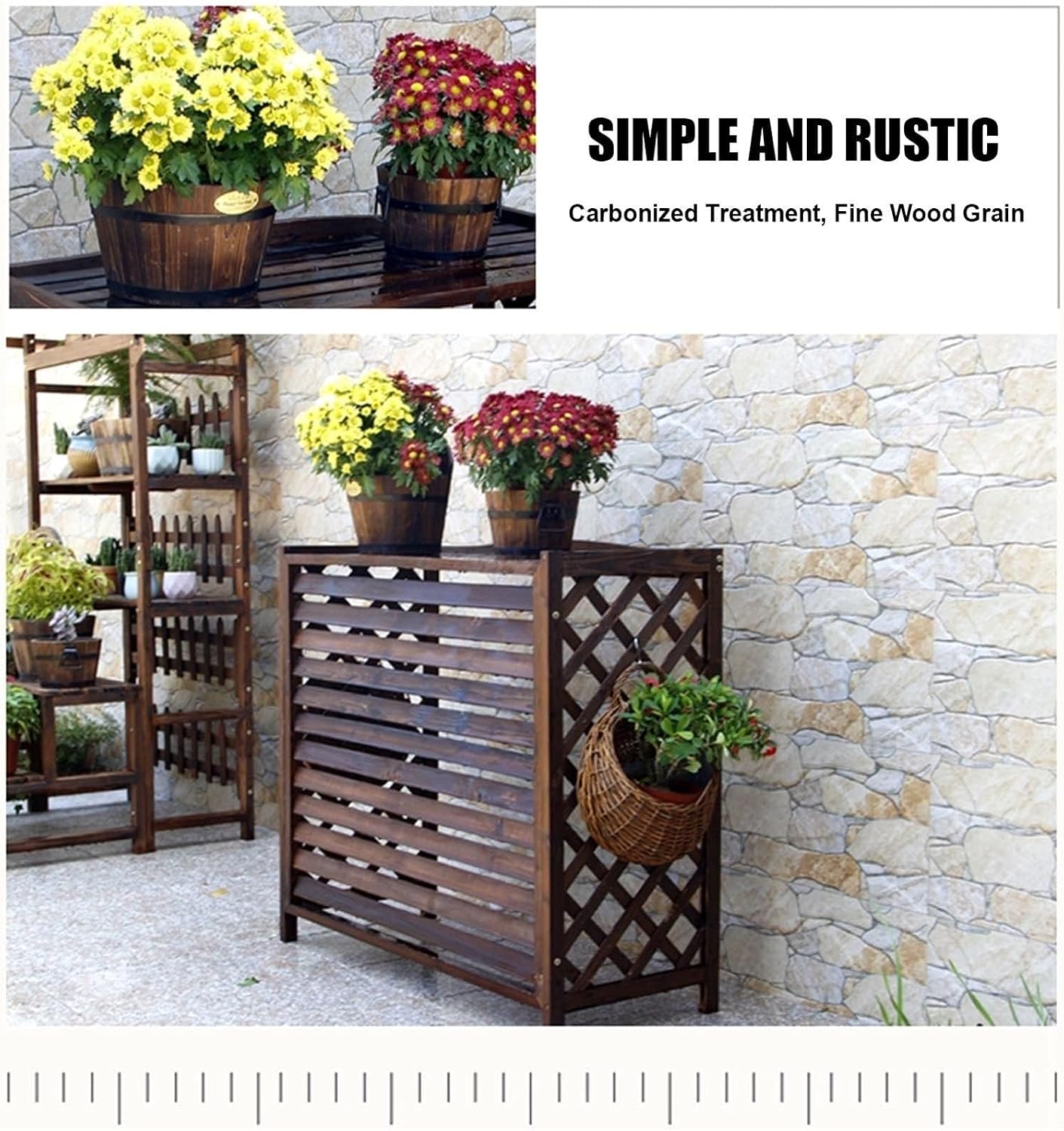 GENERIC Housse De Protection En Bois Massif Pour Climatiseur - Grille De Protection Pour Climatiseurs Et Pompes à Chaleur - Écran Décoratif D'extérieur