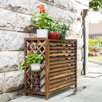  Clôture De Climatiseur, Housse De Climatisation Pour Unité Extérieure, Support De Plantes Marron, Support De Fleurs En Bois Pour Climatiseur, Volets, écran De Confidenti