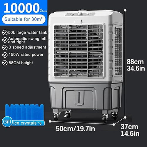  Climatiseur évaporatif Portable Avec Réservoir D'eau De 50 L - Ventilateur Brumisateur Industriel Pour Voiture Et Maison