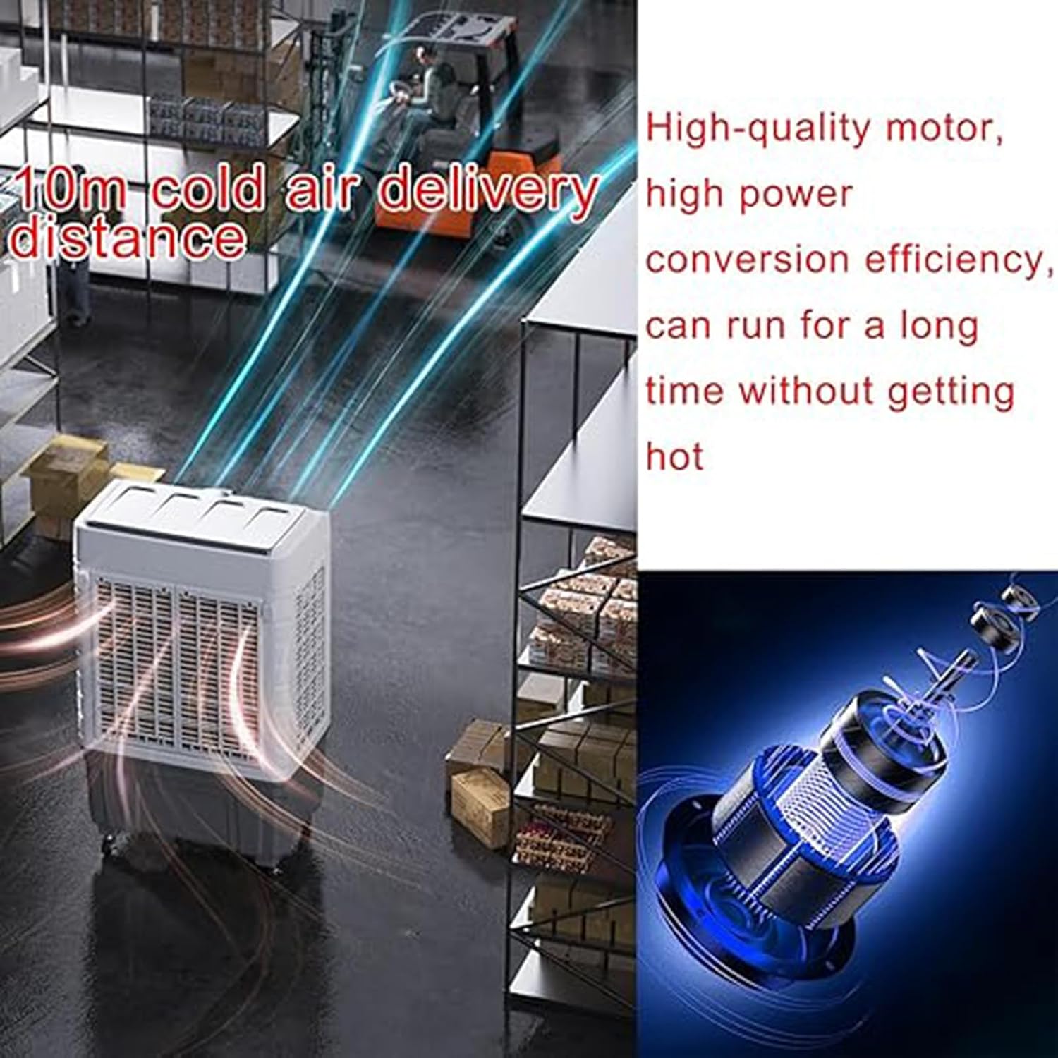  Climatiseur évaporatif Portable Avec Réservoir D'eau De 50 L - Ventilateur Brumisateur Industriel Pour Voiture Et Maison