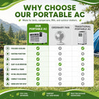  Climatiseur Mobile,Climatiseur Portable 280 W Pour Extérieur, Climatiseur/Refroidisseur D'air Mobile Pour Tente, 1876 Btu, Mode Déshumidificateur, Minuterie, Télécommande AC+1.5M
