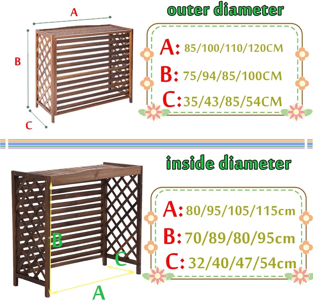  Housse En Bois Massif Pour Climatiseur Et Pompe à Chaleur – Protection Anti-corrosion Pour Unité Extérieure – Cachette élégante Pour Climatisation Et étagère De Rangement De Plantes (85 X 35 X 75 Cm)