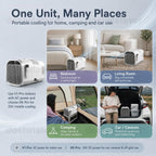  Climatiseur Mobile Silencieux 4100-5100 BTU 1200W/1500W, Refroidissement Rapide 8-10m², Clim Portable Sans Installation, Usage Chambre Bureau Tente Camping White-V1pro220V
