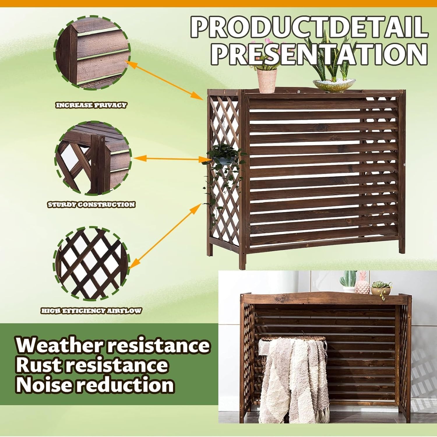 GENERIC Support De Séparation En Bois Pour Climatiseur Extérieur (96 X 40 X 89 Cm) – Housse élégante Résistante Aux Intempéries Pour Améliorer L'esthétique Et La Protection De La Maison.