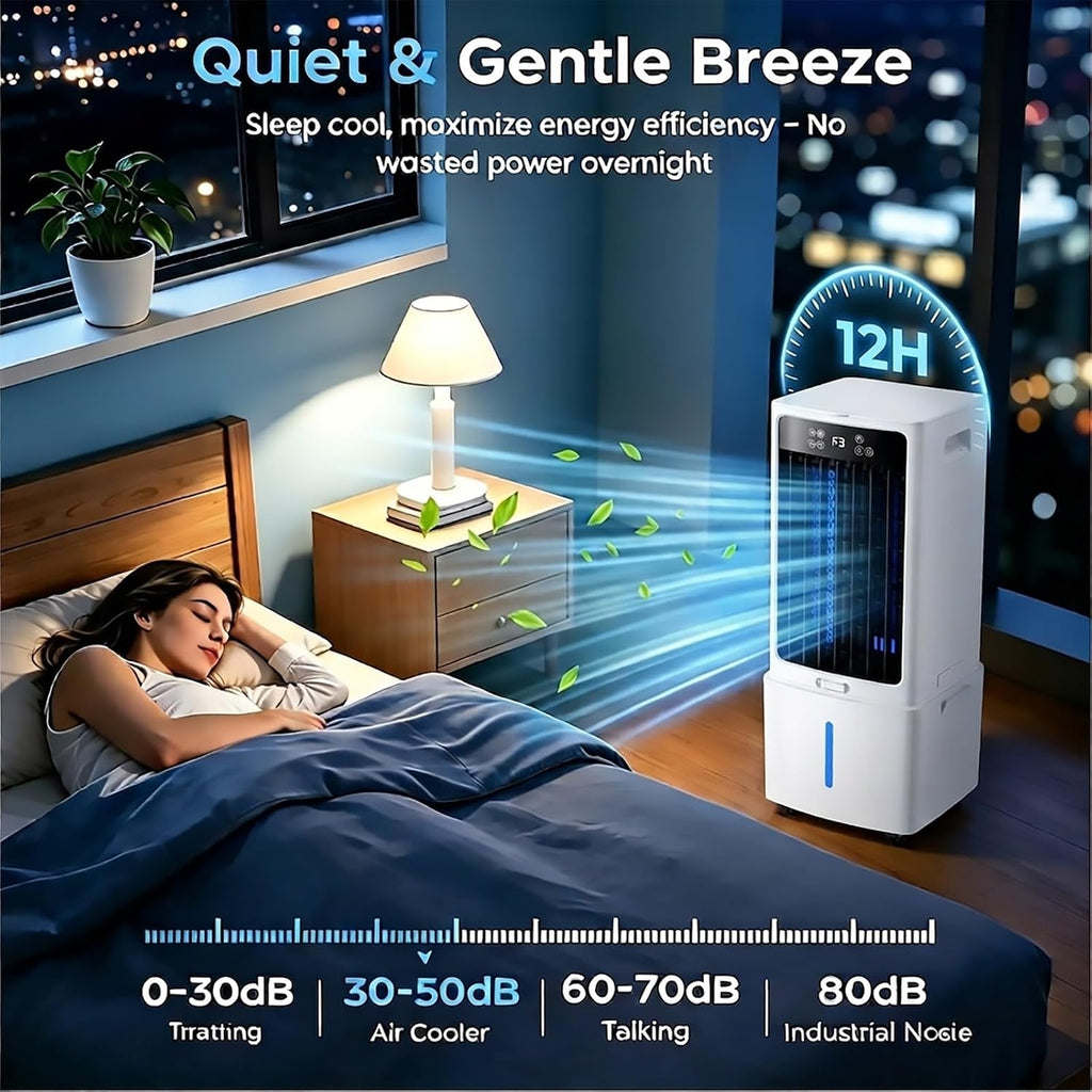  Petit Climatiseur Portable Silencieux 12L, Climatiseur Sans Évacuation Rafraîchisseur D'air, 3 Vitesses, Minuterie 12 H, Blocs Réfrigérants, Pour Voiture, La Chambre, Le Camping-car Et Le Bureau