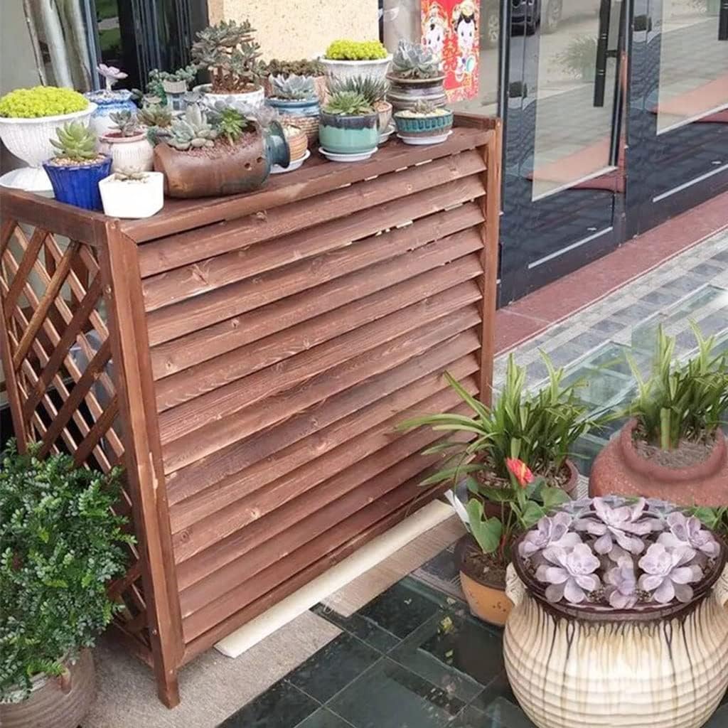 GENERIC Housse Imperméable En Bois Massif Pour Climatiseur – Clôture Extérieure AC Unit Protector Support De Fleurs En Bois Et Grille De Persienne (taille : M 100 X 43 X 94 Cm)