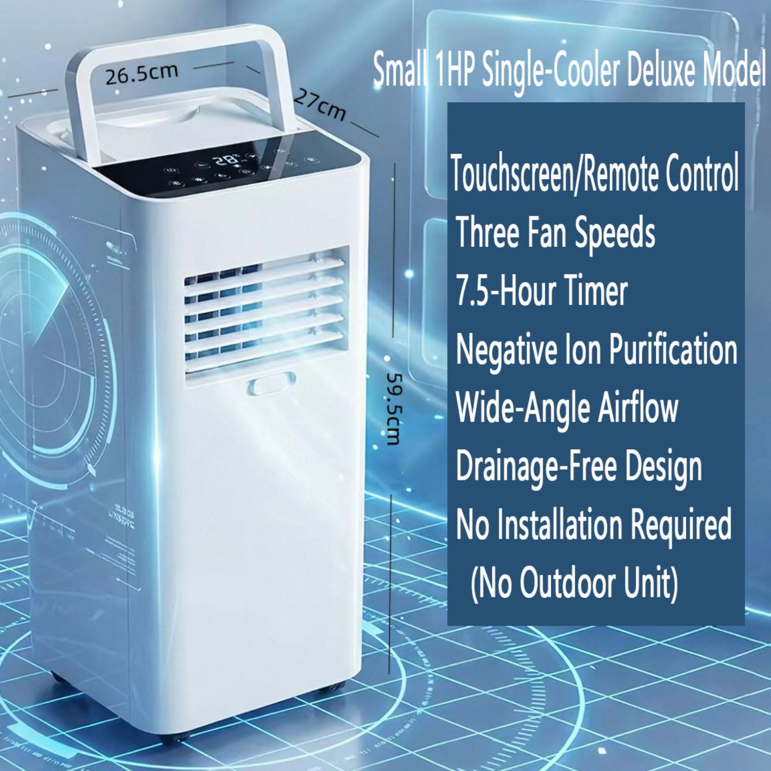 GENERIC Climatiseurs Portables Pour Grandes Pièces Jusqu'à 300 M², Unité AC Intelligente Avec Refroidissement Rapide, Déshumidificateur Et Ventilateur, Mode Veille 30 DB, Minuterie 24 Heures, Kit De Fenêtre