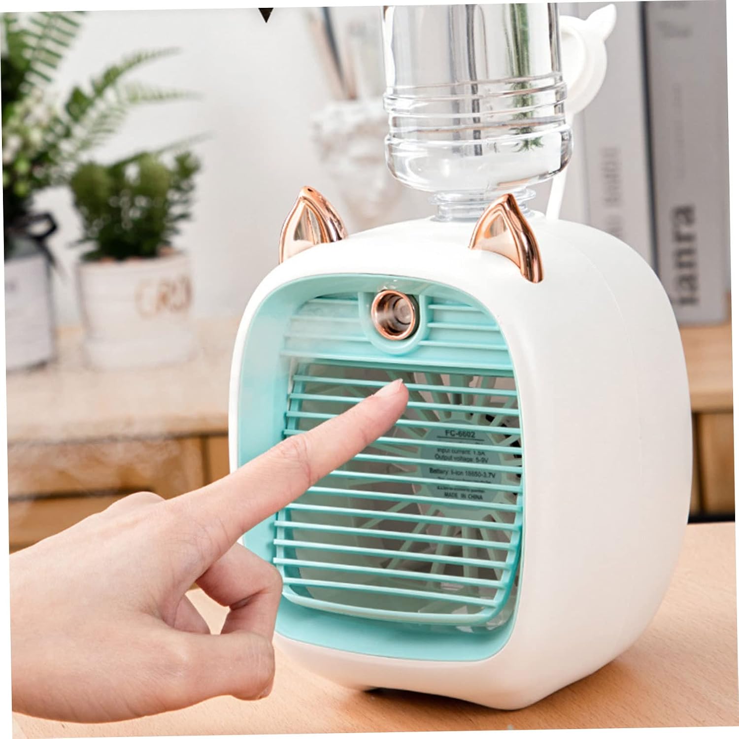  Climatiseur Portable, Mini Ventilateur De Climatiseur Mignon Avec Réservoir D'eau De 270 Ml, Ventilateur De Refroidissement à L'air De 2 Ans Et Humidificateur, Ventilateur De Refroidissement Personne