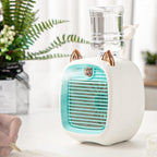  Climatiseur Portable, Mini Ventilateur De Climatiseur Mignon Avec Réservoir D'eau De 270 Ml, Ventilateur De Refroidissement à L'air De 2 Ans Et Humidificateur, Ventilateur De Refroidissement Personne