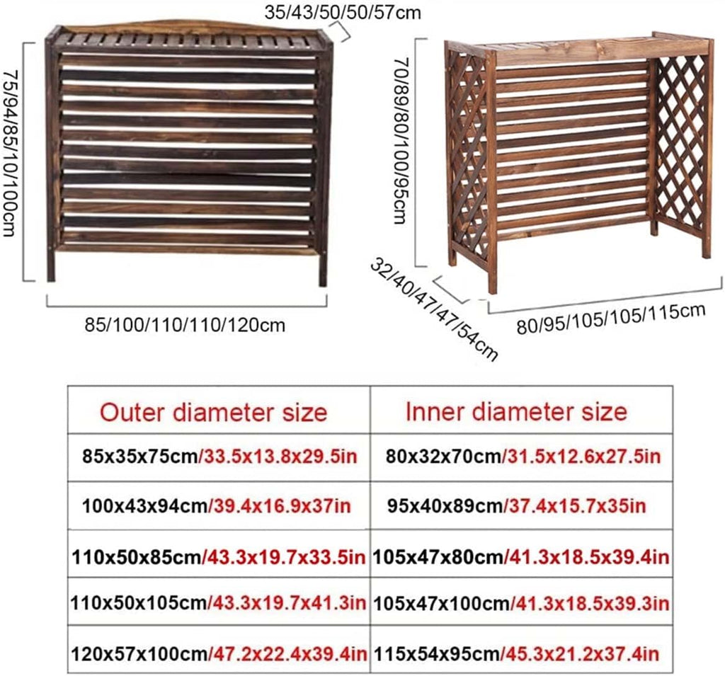  Clôture De Climatiseur, Housse De Climatisation Pour Unité Extérieure, Support De Plantes Marron, Support De Fleurs En Bois Pour Climatiseur, Volets, écran De Confidenti