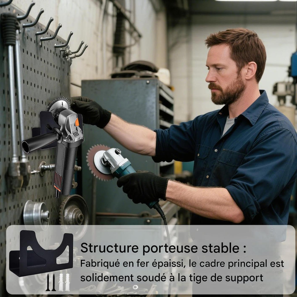  Générique Porte-Meuleuse Murale - Support Mural Pour La Meuleuse D'Angle | Organisateur En Fer Robustes Pour Outils Électriques Atelier Bricolage