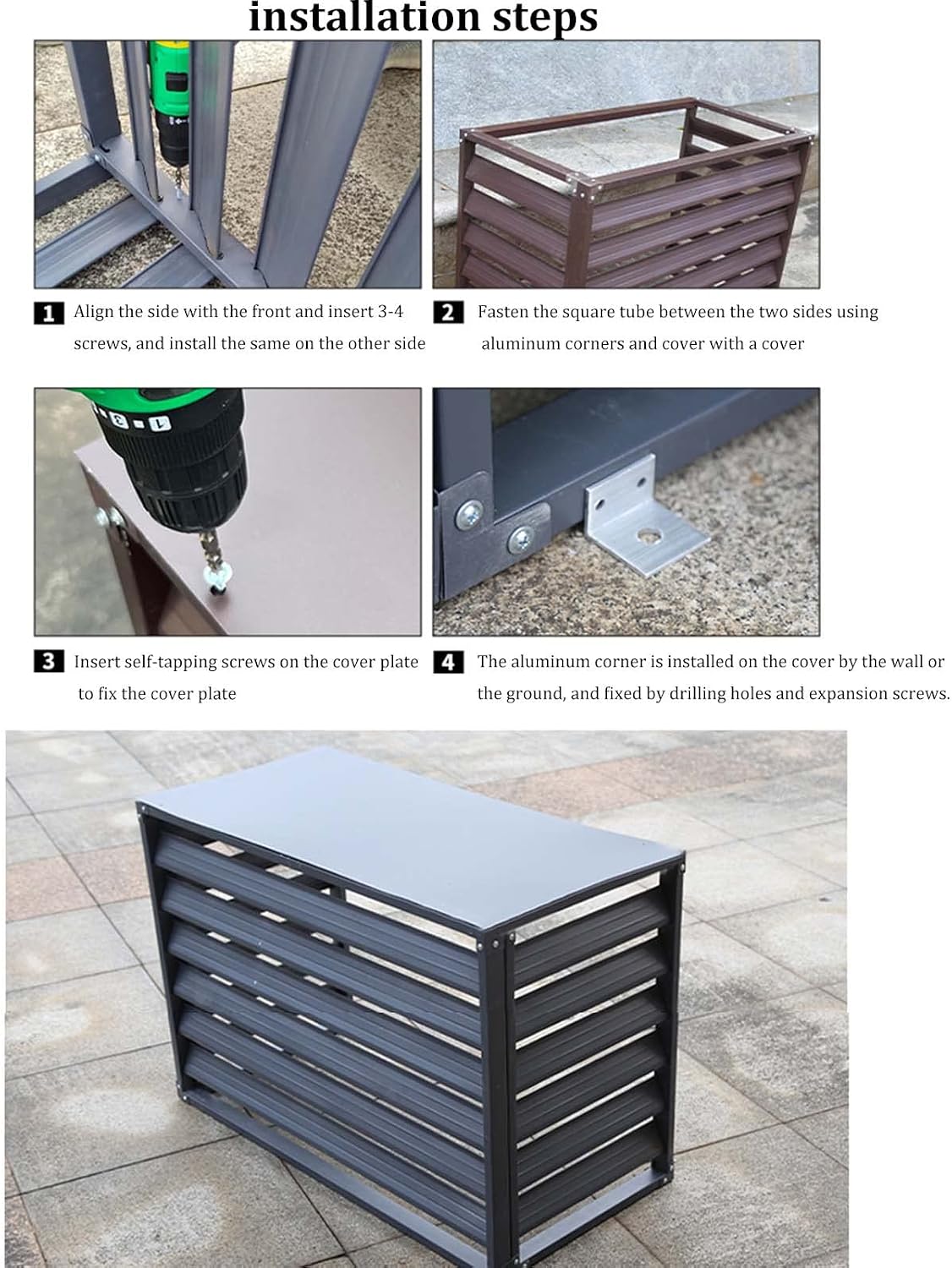 GENERIC Housse De Protection Extérieure En Aluminium Pour Climatiseur – Protection Contre Les Intempéries Pour Unités Centrales De Climatisation – Bouclier Décoratif Pour Unités Extérieures Et Design élégant