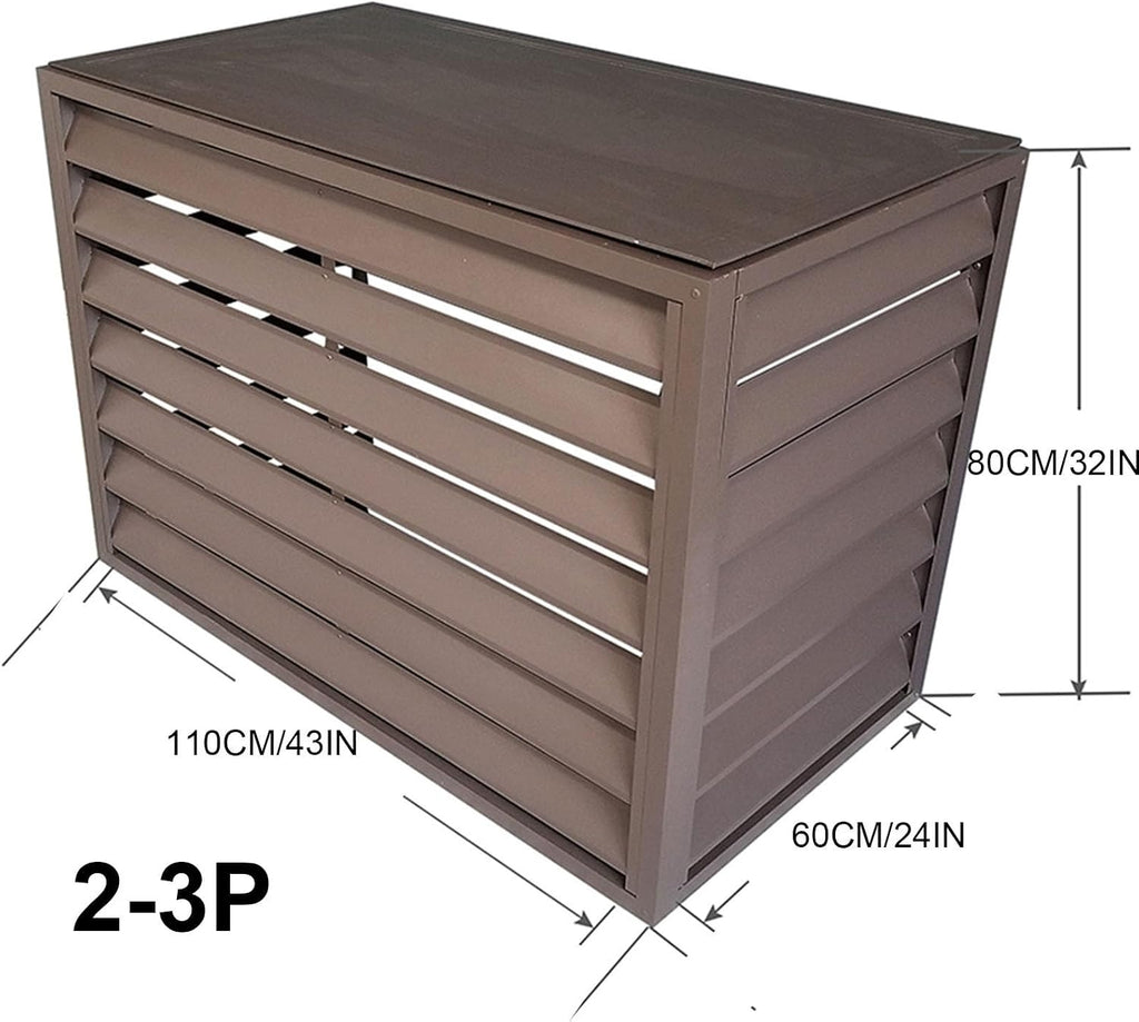GENERIC Mini Housse De Climatiseur Fendue En Aluminium Pour Unités Extérieures, Protecteur De Pompe à Chaleur Résistant Aux Intempéries, Design élégant Marron Plat, Idéal Pour Une Utilisation En Intérieur