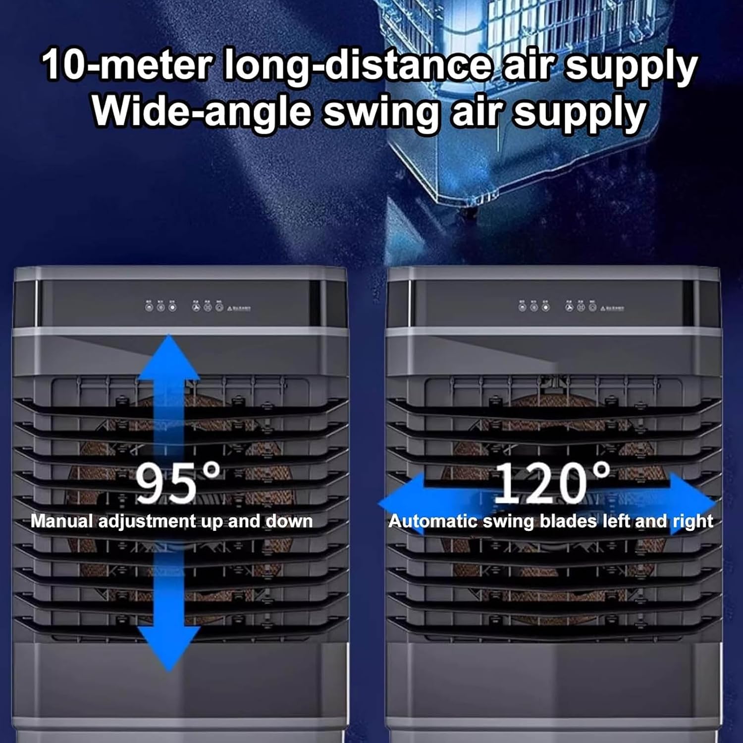  Refroidisseur D'air 3 En 1 Avec Une Capacité De 40/45/50 Litres, 3 Vitesses De Ventilateur, Puissant Refroidisseur D'air évaporatif Avec Oscillation Automatique