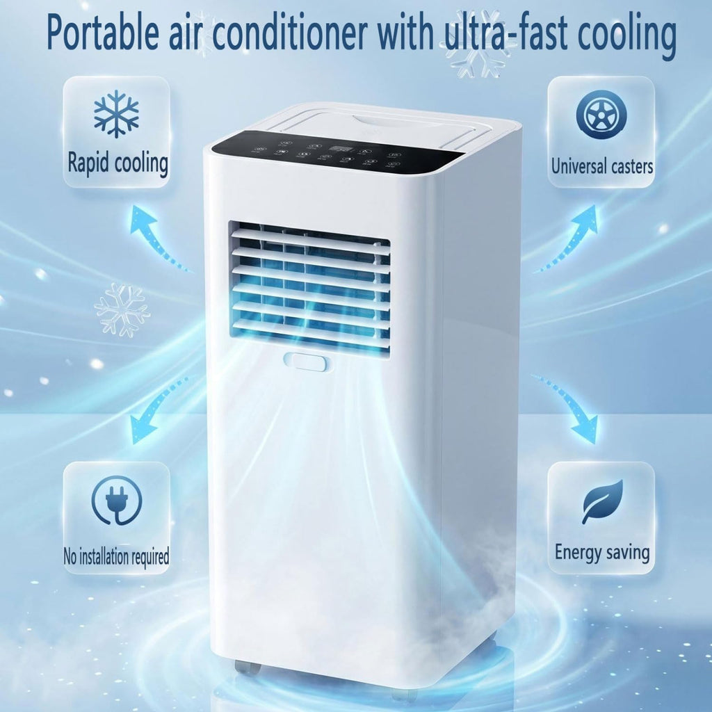 GENERIC Climatiseurs Portables Pour Grandes Pièces Jusqu'à 300 M², Unité AC Intelligente Avec Refroidissement Rapide, Déshumidificateur Et Ventilateur, Mode Veille 30 DB, Minuterie 24 Heures, Kit De Fenêtre