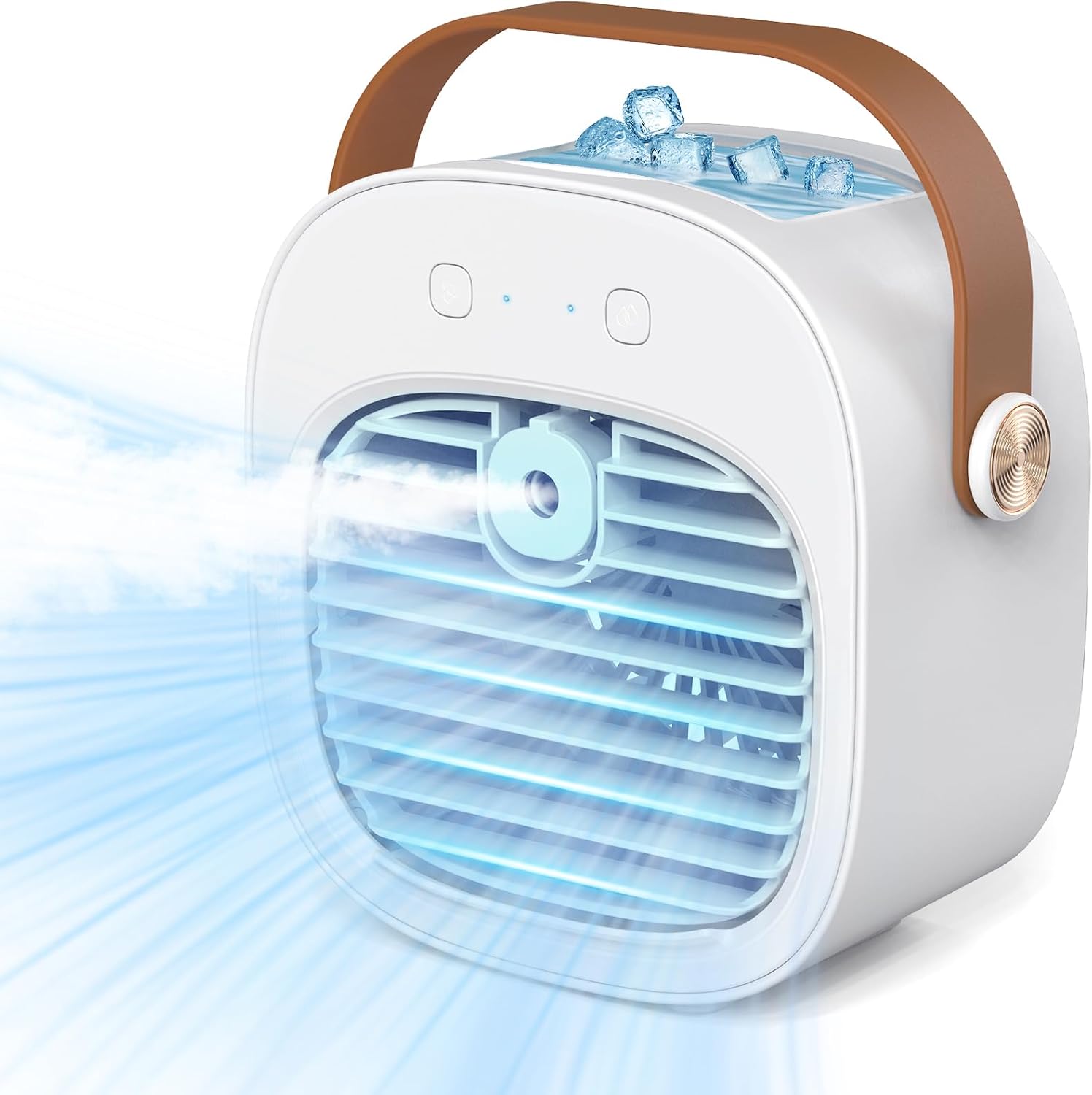  Climatiseur Portable - Refroidisseur D'air Personnel Rechargeable Avec 3 Vitesses, Mini Ventilateur De Climatisation, Ventilateur De Refroidissement De Bureau Silencieux Pour La Maison, La