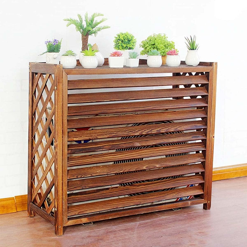  Clôture De Climatiseur, Housse De Climatisation Pour Unité Extérieure, Support De Plantes Marron, Support De Fleurs En Bois Pour Climatiseur, Volets, écran De Confidenti