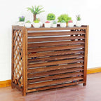  Clôture De Climatiseur, Housse De Climatisation Pour Unité Extérieure, Support De Plantes Marron, Support De Fleurs En Bois Pour Climatiseur, Volets, écran De Confidenti
