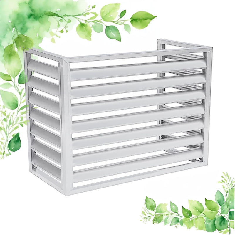  Housse De Protection Pour Climatiseur Extérieur – Blanc – 100 X 50 X 70 Cm (1,5P) – Clôture De Protection En Aluminium Pour Pompe à Chaleur Et Unités Extérieures