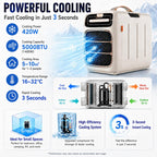  Climatiseur De Tente Portable, Climatisation Pour Camping Cooling&Heating | Compresseur 5000 BTU, Double Tuyau, Refroidissement 3s, Pour 5-10m², Basse Consommation 420W, Silencieux 45dB