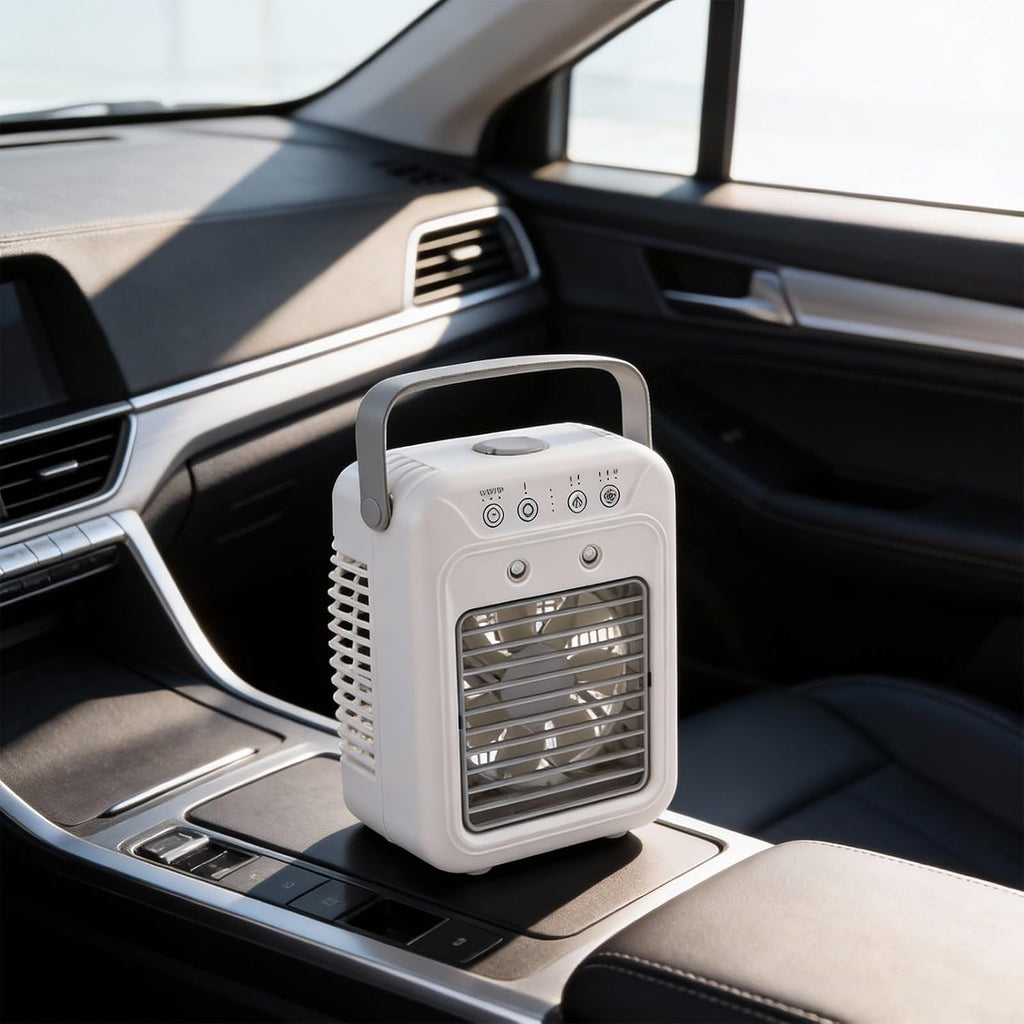  Ventilateur De Climatiseur USB Portable Avec Batterie De 6000 MAh, Ventilateur De Bureau De 500 Ml, Refroidisseur évaporatif Silencieux à 3 Vitesses Avec Minuterie Pour Voiture, Bureau, Dortoir