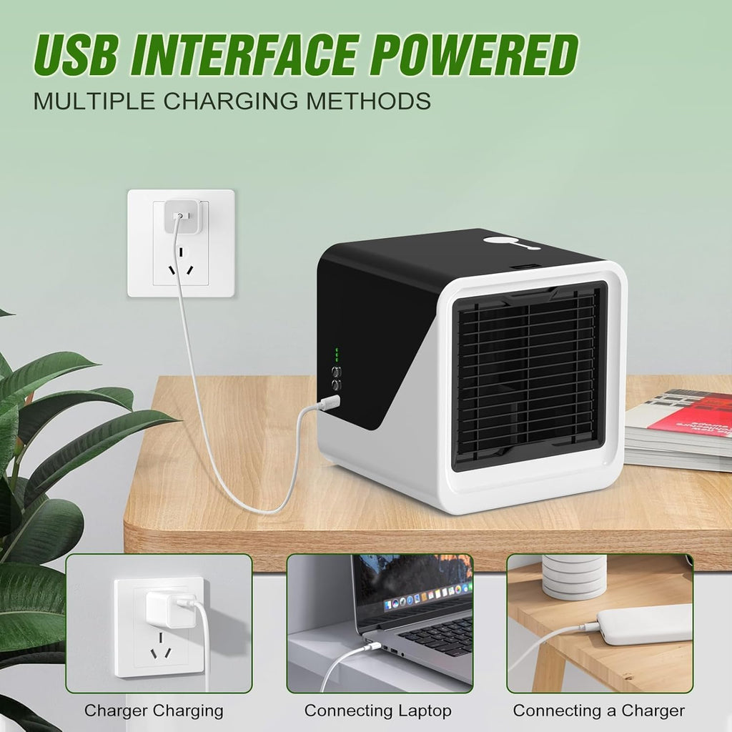  Puissant Ventilateur De Climatisation Portable à Vent Froid, 7 Types De Lumières, Refroidisseur D'air Par évaporation Avec 3 Vitesses De Vent Et 500 Ml, Refroidisseur D'air Pour Bureau, Chambre