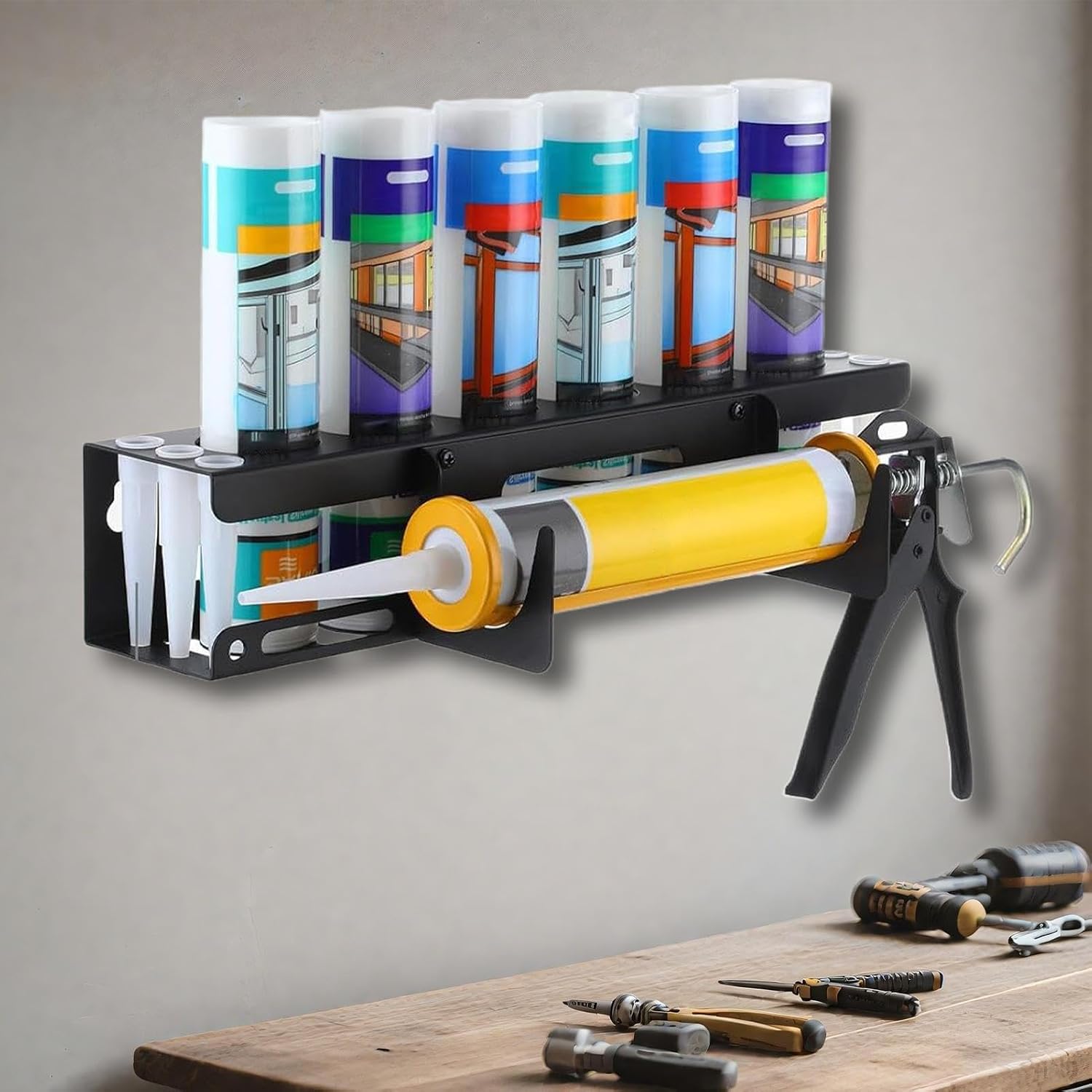  Support De Tube De Calfeutrage Mural Robuste, 42 Cm, Rangement De Calfeutrage Manuel Pour Ouvriers Du Bâtiment, Rénovateurs, Bricoleurs, Personnel D'entretien, Améliorateurs De La Maison