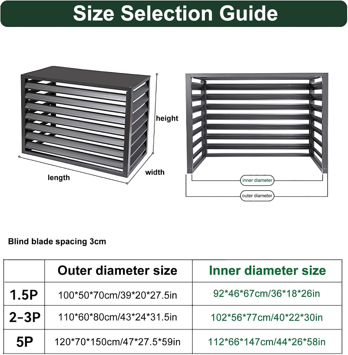 GENERIC Housse De Protection En Aluminium Pour Climatiseur Extérieur - Pour Pompes à Chaleur 1,5P/2 ~ 3P/5P - Résistante Aux Intempéries - Protection Contre Les Feuilles Mortes - Blanc (100 X 50 X 70 Cm)