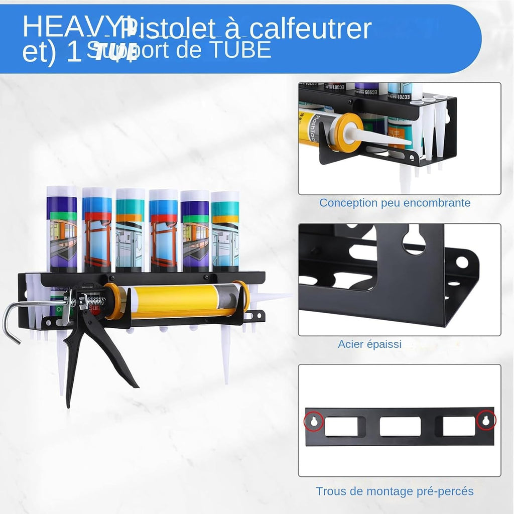  Organisateur De Mastic | Support Mural Robuste Pour Tubes De Calfeutrant - Rangement Pour Outils De Professionnels En Rénovation Et Maintenance