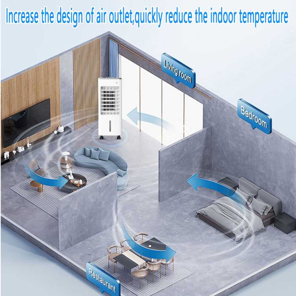 GENERIC Climatiseur Portable Avec 3 Vitesses, Oscillation à 90°, Minuterie 8 H, Réservoir De 9 L, Rafraîchisseur D'air Par évaporation Avec Télécommande, Ventilateur Et Humidificateur Pour La Maison