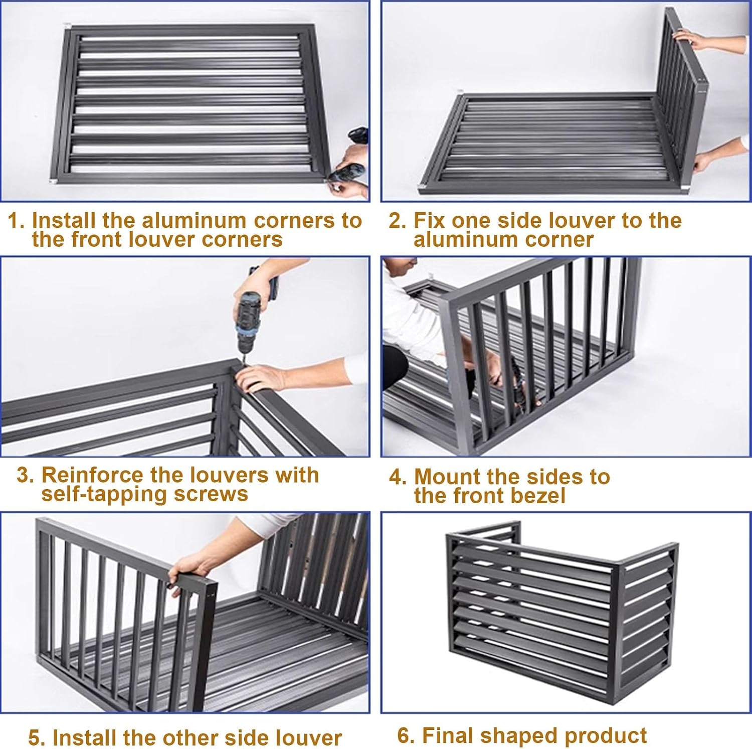 GENERIC Housse D'extérieur En Aluminium Pour Climatiseur – Réduction Du Bruit Et Protection Contre Les Intempéries – Étagère Polyvalente Marron Pour Unités AC Dimensions : 110 X 60 X 80 Cm