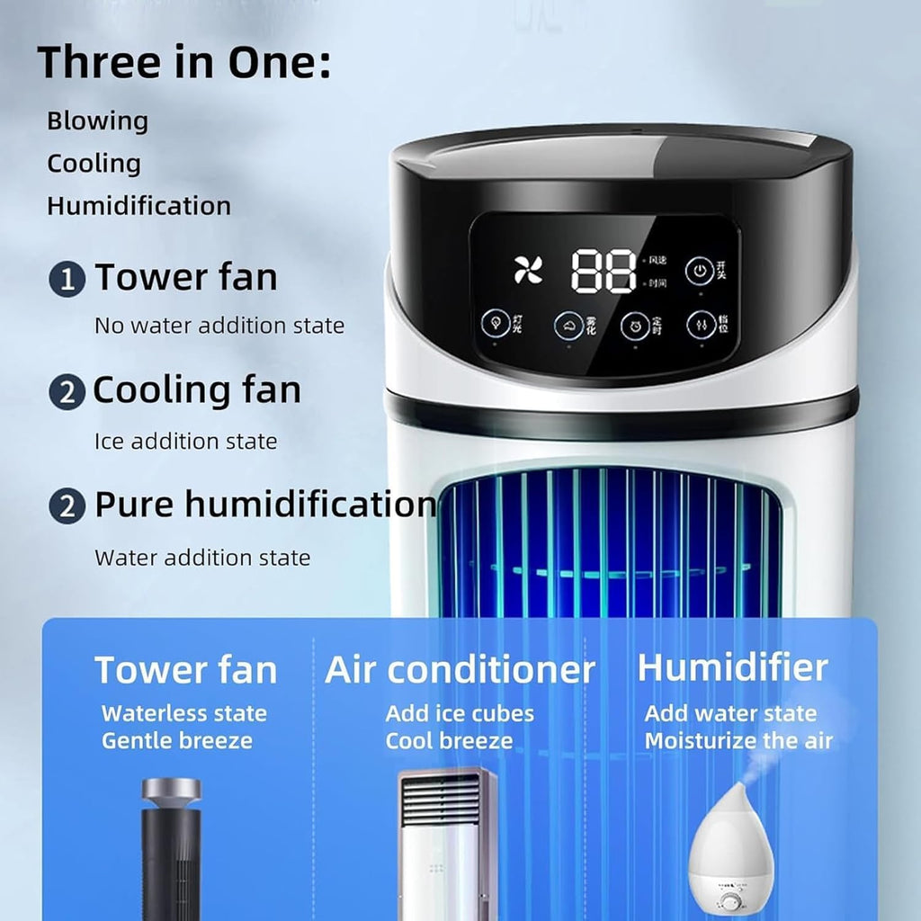  Climatiseur Portable, Mini Rafraîchisseur D'air Par évaporation, Humidificateur, Unité De Climatisation Silencieuse Avec Ventilateur, Affichage Numérique Et Minuterie De