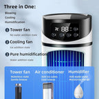  Climatiseur Portable, Mini Rafraîchisseur D'air Par évaporation, Humidificateur, Unité De Climatisation Silencieuse Avec Ventilateur, Affichage Numérique Et Minuterie De