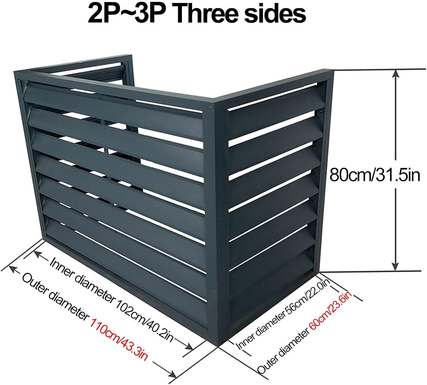 GENERIC Housse De Protection Pour Climatiseur Mural - Résistante Aux Intempéries - Cage De Protection Contre Les Intempéries - Avec Serrure - Condensateur CVC - Blanc - 110 X 60 X 80 Cm