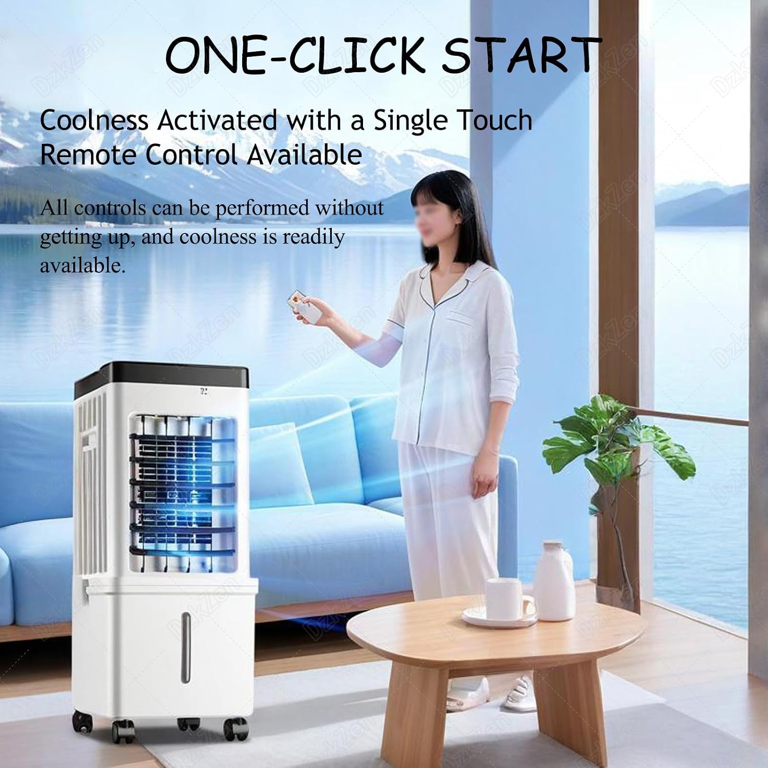  Ventilateur Climatiseur Portable Ultra-Silencieux à 3 Vitesses, Sans FenêTre, RéServoir De 15 L, Installation Facile, IdéAl Pour Une Chambre Ou Un Bureau