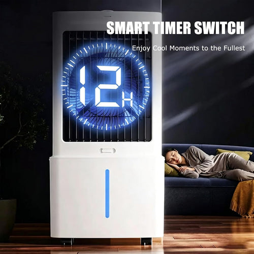  12L Rafraîchisseur D'Air, Climatiseur Mobile Avec Télécommande, 3 Vitesses, Minuterie 1-12h, Réservoir Amovible, Silencieux Climatiseur Portable Pour Camping Chambre Cuisine