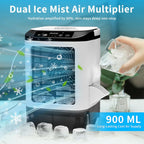  10 Pièces – Climatiseur Portable 2026 – Mini Rafraîchisseur D’Air & Humidificateur 4 Vitesses Avec Bac à Glaçons, Réservoir 900 Ml, 2 Modes Brume, LED – Ventilateur Mobile Pour Bureau, Camping